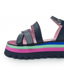 Xo Xo Sandals In Black Textured Leather