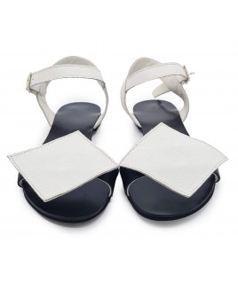 Twisty Triangles Sandals in White Leather