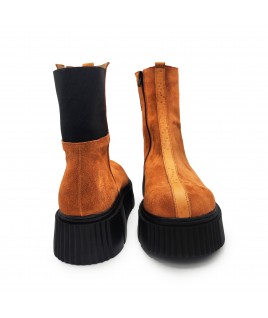 Ribbon Boots In Orange Velour