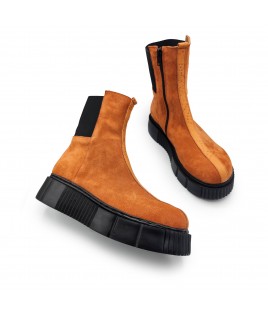 Ribbon Boots In Orange Velour