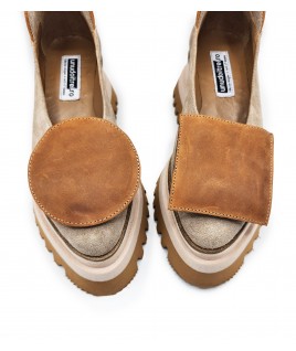 Geometrical Flats In Pale Beige & Camel