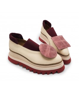 Geometrical Flats In Pale Pink & Burgundy