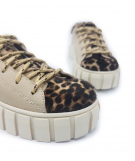 Corset Sneakers In Beige & Pony