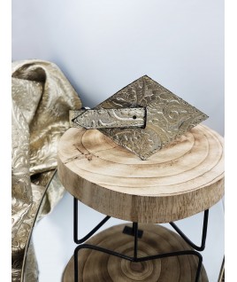 Geometrical Belt in Silver Leather