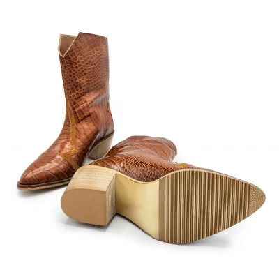 Thunder Boots in Camel Croc