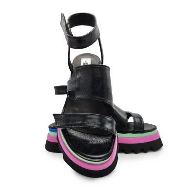 Rock Me Sandals In Black Leather