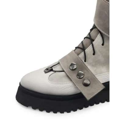 Pin Me Boots In Grey