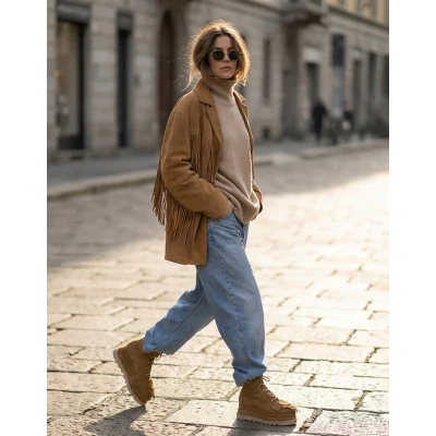 Bows boots in camel