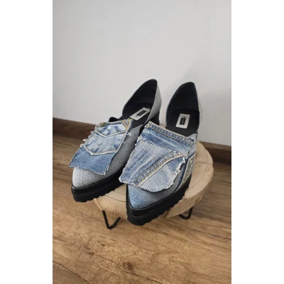 Denim Geometrical Flats