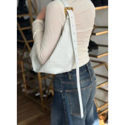 Medium Banana Bag in White