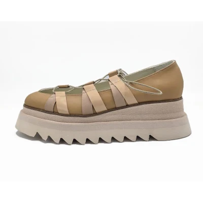 Labirinth Ballerinas in Beige Leather