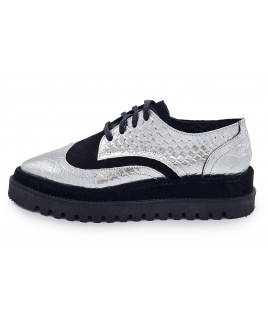 Oxford Shoes In Black & Silver