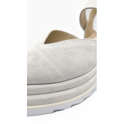 Bow Flats In White Velour Leather