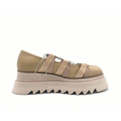 Labirinth Ballerinas in Beige Leather