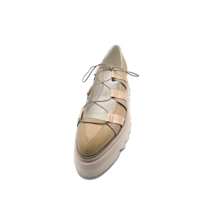 Labirinth Ballerinas in Beige Leather