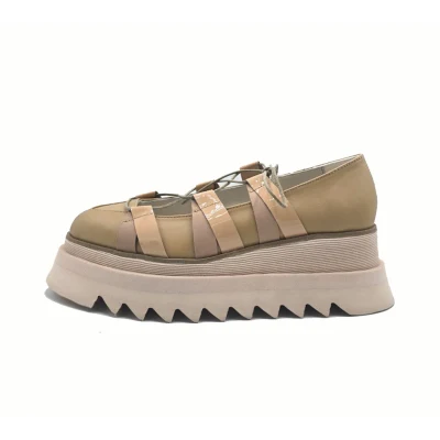 Labirinth Ballerinas in Beige Leather