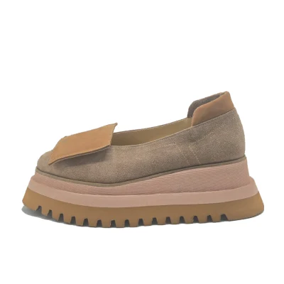 Geometrical Flats In Pale Beige & Camel