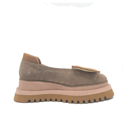 Geometrical Flats In Pale Beige & Camel