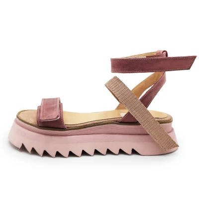 Straps Sandals in Pink Leather