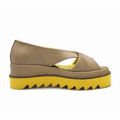 Twist Flats In Beige&Yellow