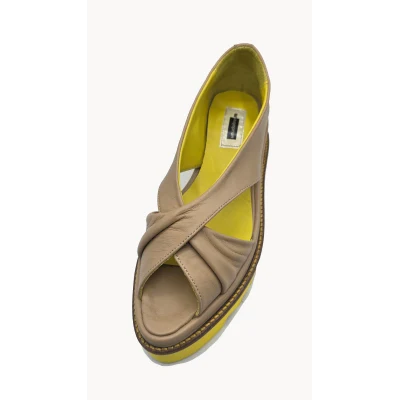 Twist Flats In Beige&Yellow
