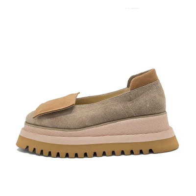 Geometrical Flats In Pale Beige & Camel