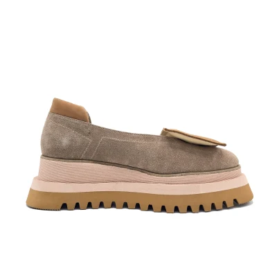 Geometrical Flats In Pale Beige & Camel