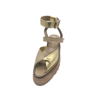 Double Fold Flats In Gold&Cappucino
