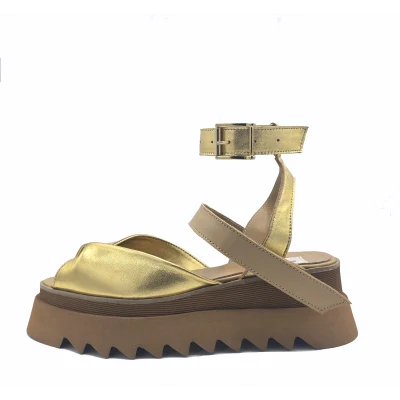 Double Fold Flats In Gold&Cappucino