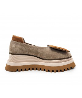 Geometrical Flats In Pale Beige & Camel