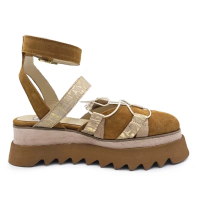 Labyrinth Balerinas In Camel & Beige