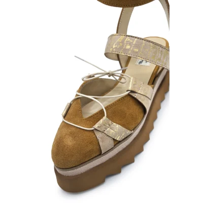 Labyrinth Balerinas In Camel & Beige