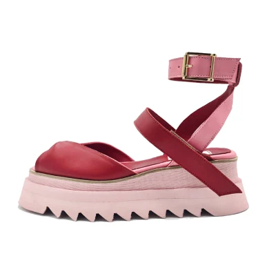 Double Fold Flats In Pink&Red