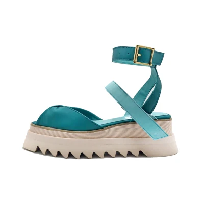 Double Fold Flats In Blue&Turquoise