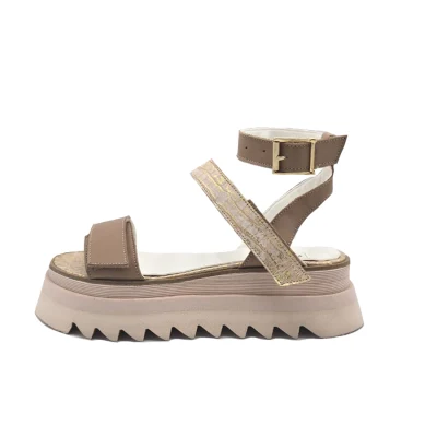 Straps Sandals In Beige&Gold