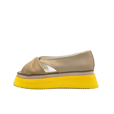 Twist Flats In Beige&Yellow