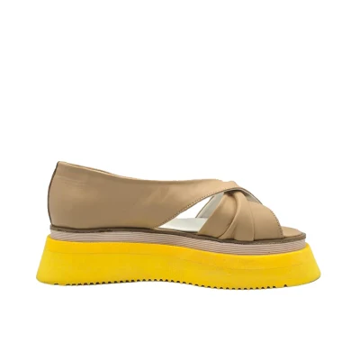 Twist Flats In Beige&Yellow