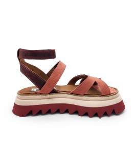 AM Sandals in  Burgundy & Pink