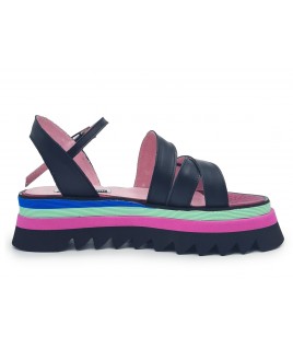 Xo Xo Sandals In Black Textured Leather