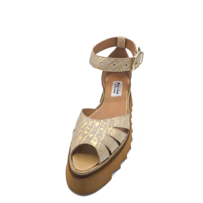 Double Fold Flats In Gold&Cappucino