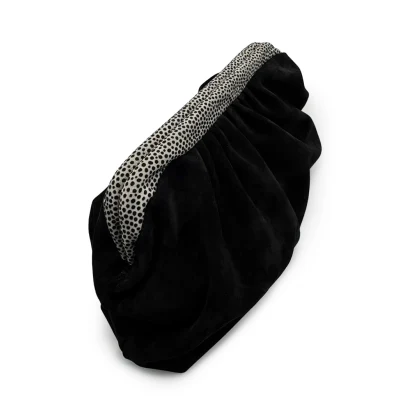 Butterfly Bag In Black Velour & Dots Velour