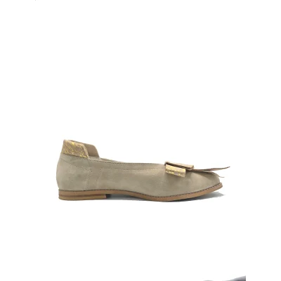 Bow Flats In Light Beige and Gold