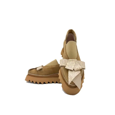 Bow Flats In Beige&Gold