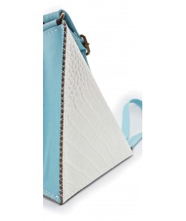Mini Triangle Bag in White & Bleu