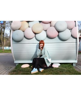 Mini Triangle Bag in White & Bleu