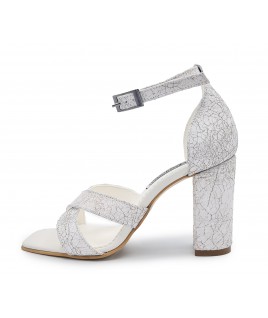 White Textured Leather (9 cm) Heels