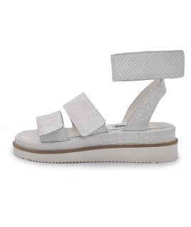 Rock Me Sandals In White Textured Leather