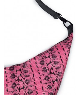 Big Banana Bag In Pink & Black Leather