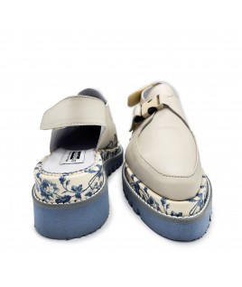 Floral Shoes In Beige & Blue